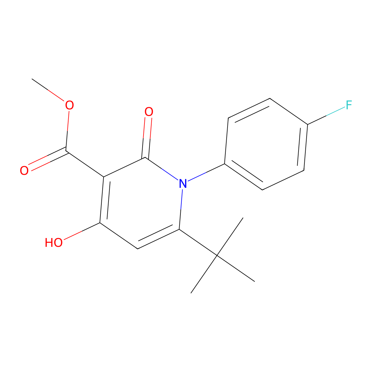 Methyl 6-tert-butyl-1-(4-fluorophenyl)-4-hydroxy-2-oxo-1,2-dihydro-3-pyridinecarboxylate molecular structure, CAS 258265-89-3