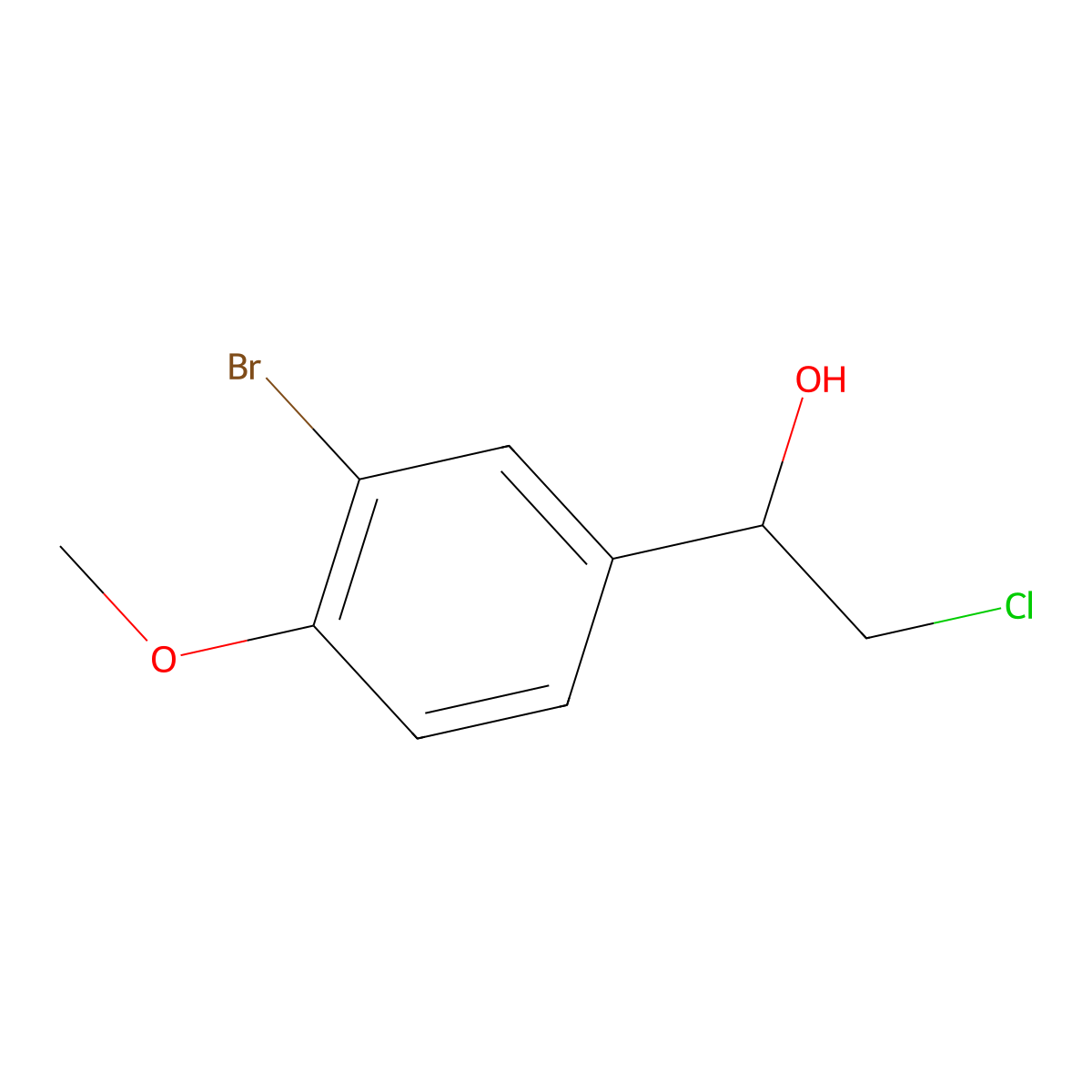 1-(3-Bromo-4-methoxyphenyl)-2-chloroethan-1-ol molecular structure, CAS 258267-65-1