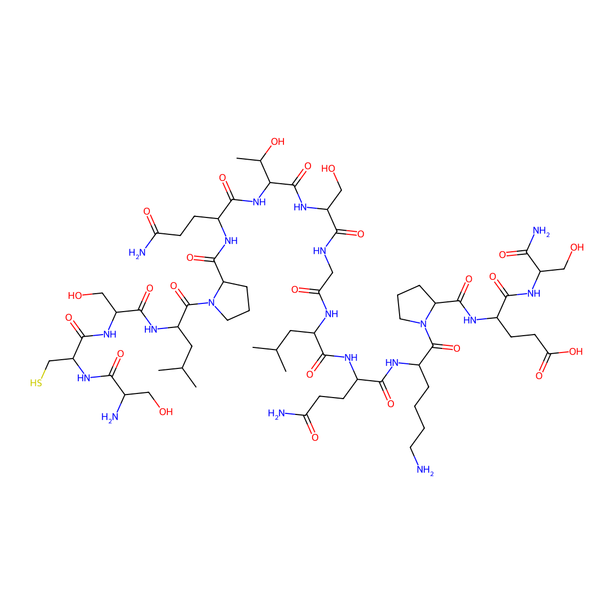 H-Ser-cys-ser-leu-pro-gln-thr-ser-gly-leu-gln-lys-pro-glu-ser-NH2 molecular structure, CAS 258276-95-8