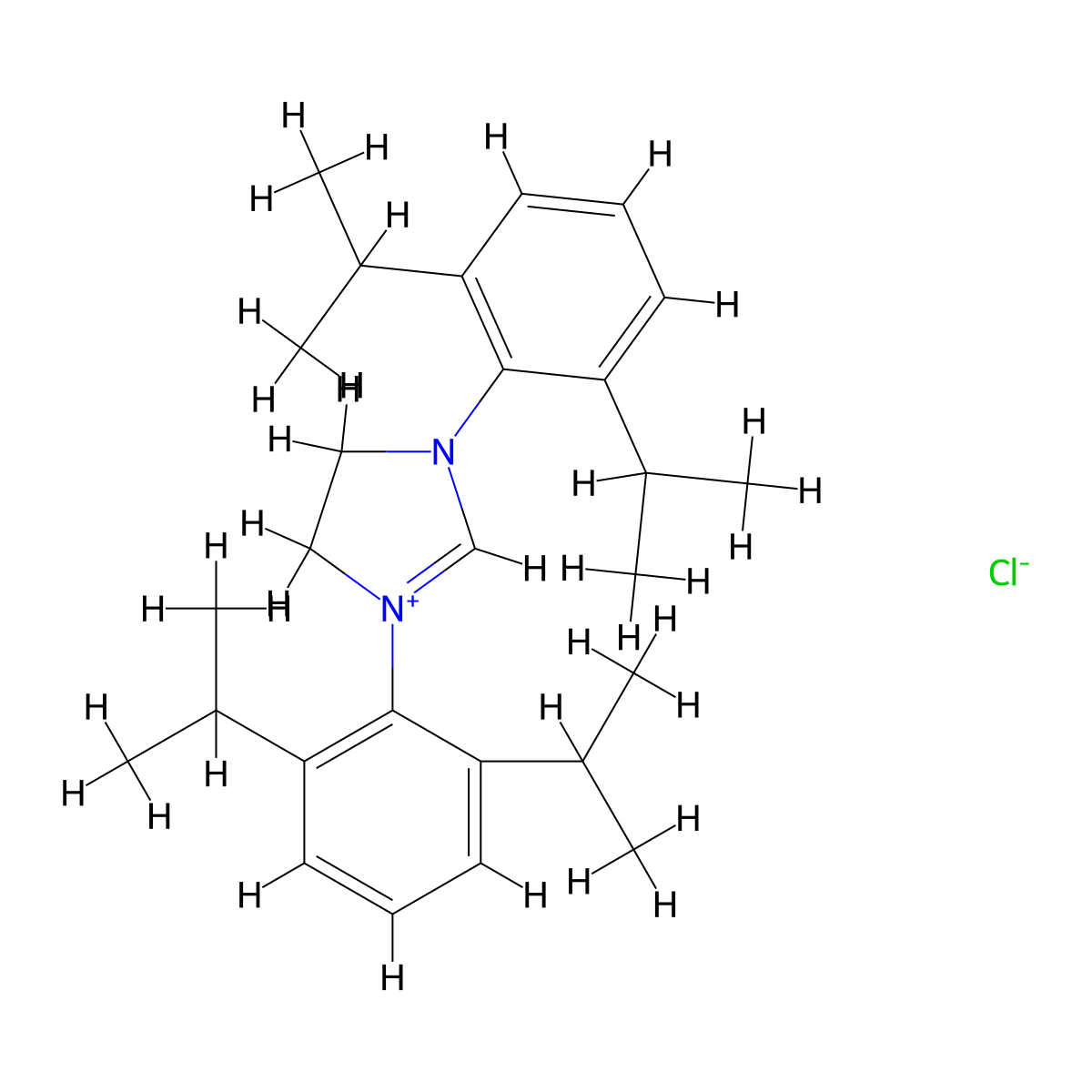 1,3-Bis(2,6-diisopropylphenyl)-4,5-dihydro-1H-imidazol-3-ium chloride molecular structure, CAS 258278-25-0