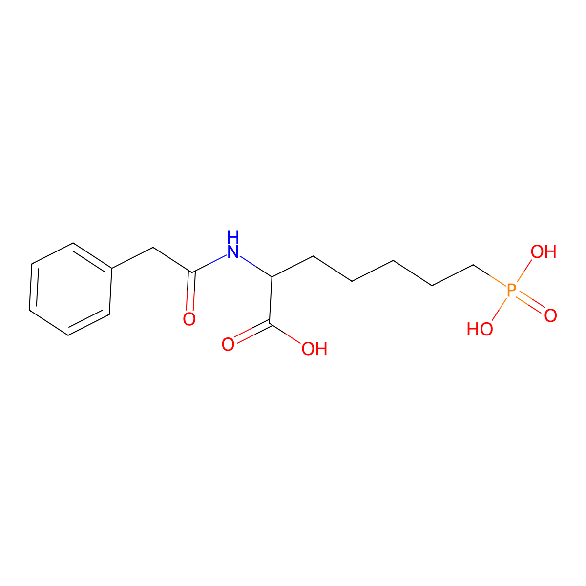 2-(2-Phenylacetamido)-7-phosphonoheptanoic acid molecular structure, CAS 258278-52-3