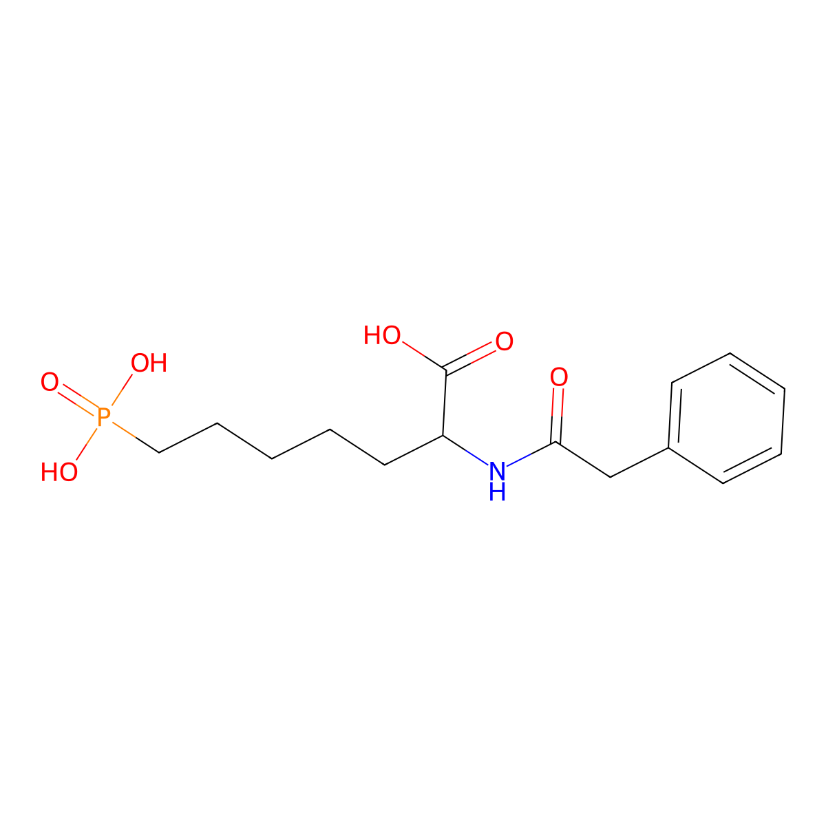2-(2-Phenylacetamido)-7-phosphonoheptanoic acid molecular structure, CAS 258278-52-3
