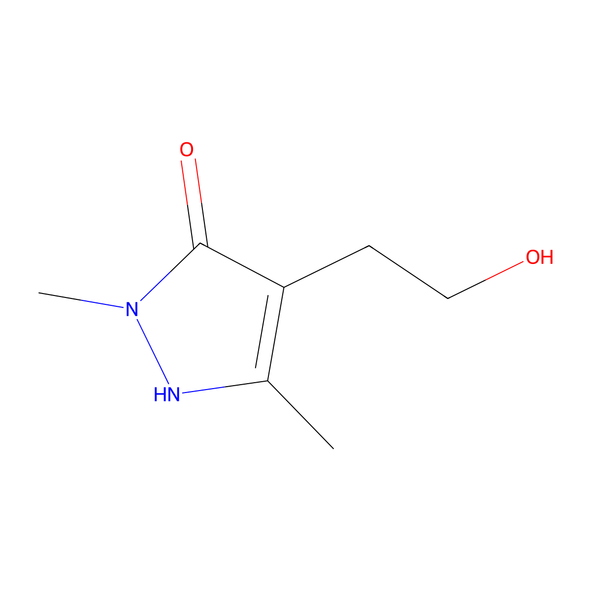 4-(2-Hydroxyethyl)-2,5-dimethyl-1,2-dihydro-3H-pyrazol-3-one molecular structure, CAS 258281-02-6