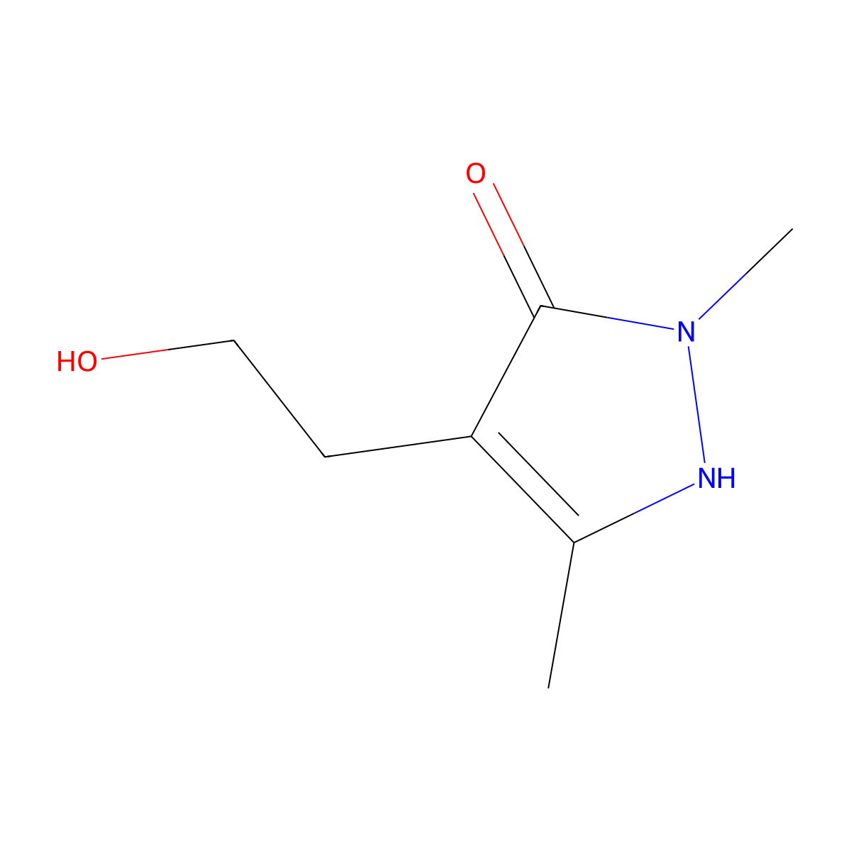 4-(2-Hydroxyethyl)-2,5-dimethyl-1,2-dihydro-3H-pyrazol-3-one molecular structure, CAS 258281-02-6