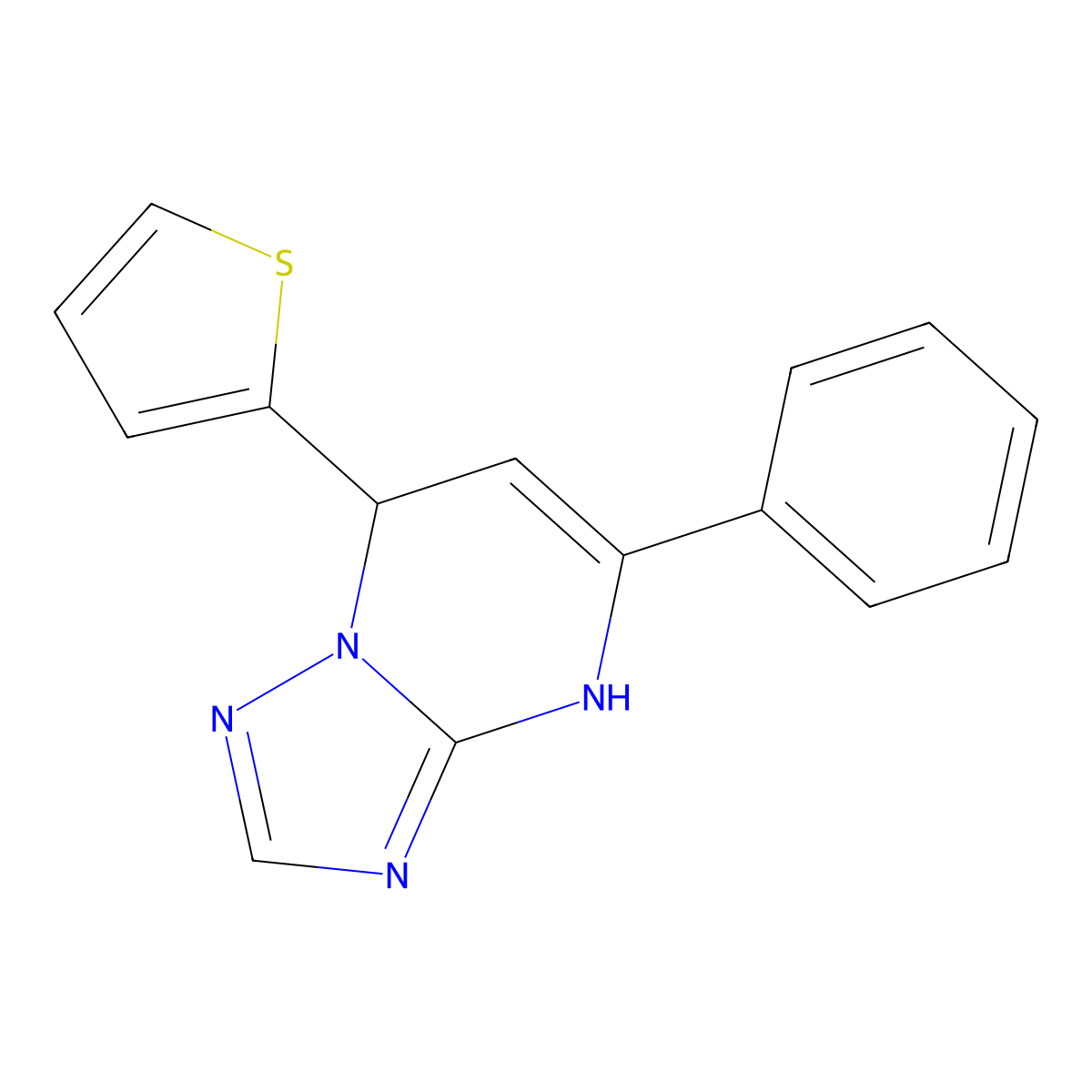 5-Phenyl-7-(thiophen-2-yl)-4,7-dihydro[1,2,4]triazolo[1,5-a]pyrimidine molecular structure, CAS 258326-21-5