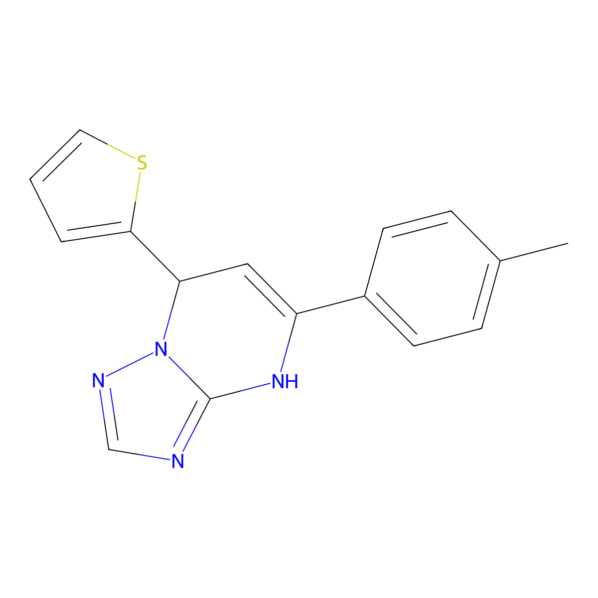 5-(4-methylphenyl)-7-(thiophen-2-yl)-4H,7H-[1,2,4]triazolo[1,5-a]pyrimidine molecular structure, CAS 258326-22-6