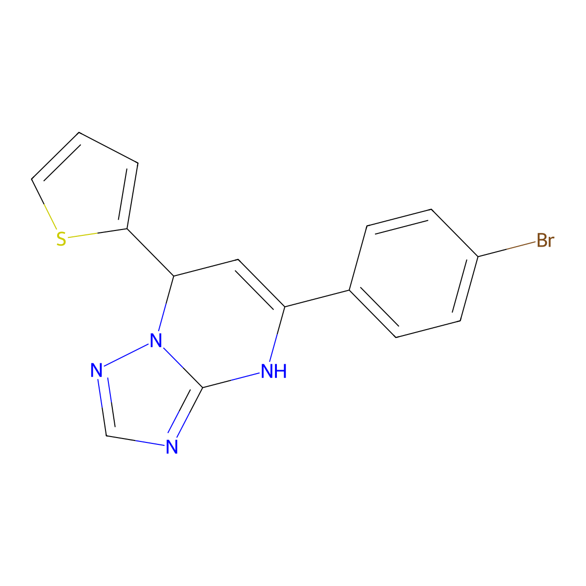 5-(4-Bromo-phenyl)-7-thiophen-2-yl-4,7-dihydro-[1,2,4]triazolo[1,5-a]pyrimidine molecular structure, CAS 258326-24-8