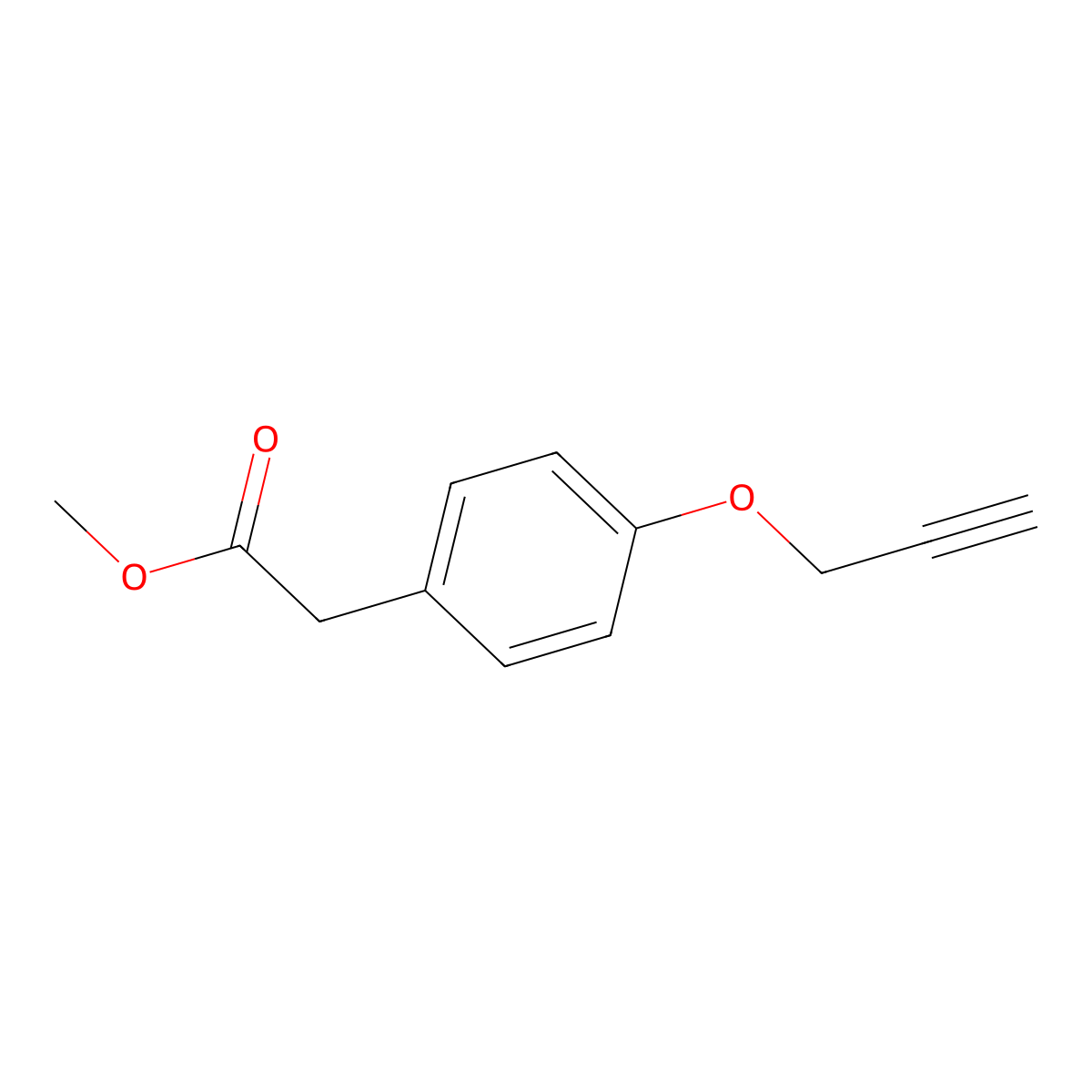 Methyl 2-(4-(prop-2-yn-1-yloxy)phenyl)acetate molecular structure, CAS 258331-62-3