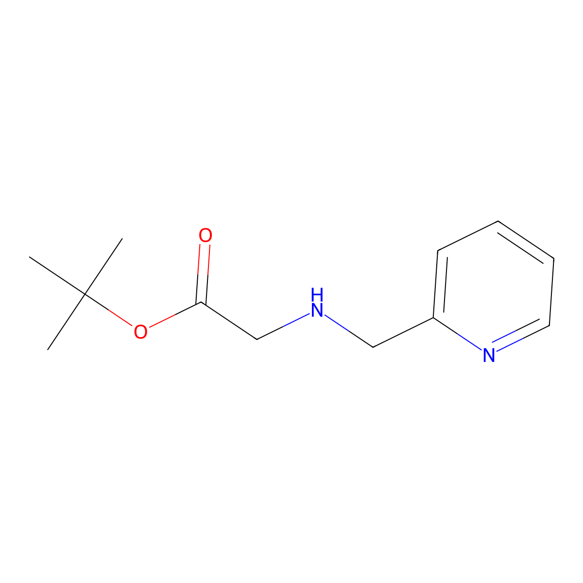 Tert-butyl 2-{[(pyridin-2-yl)methyl]amino}acetate molecular structure, CAS 258332-48-8