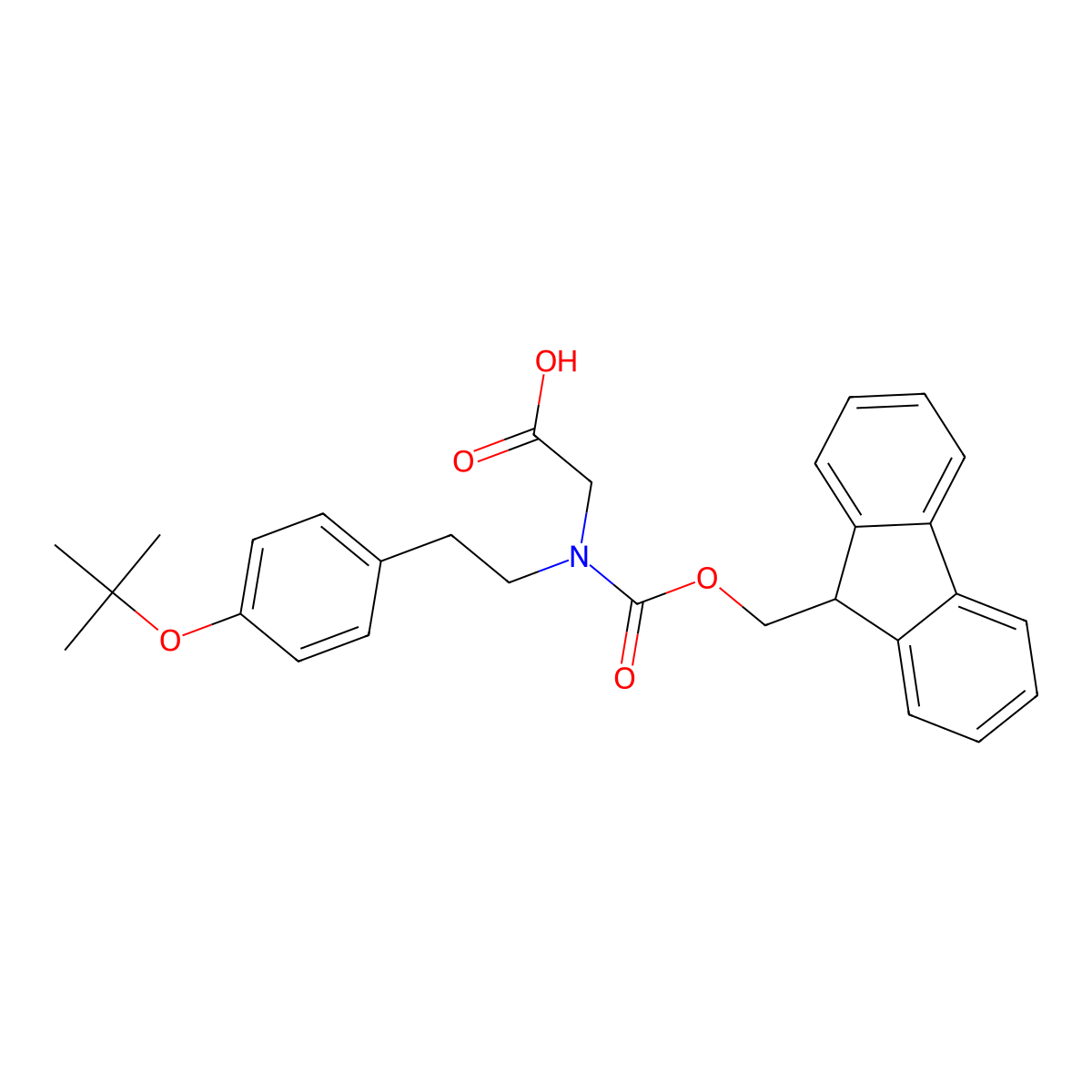 2-({2-[4-(tert-butoxy)phenyl]ethyl}({[(9H-fluoren-9-yl)methoxy]carbonyl})amino)acetic acid molecular structure, CAS 258332-56-8