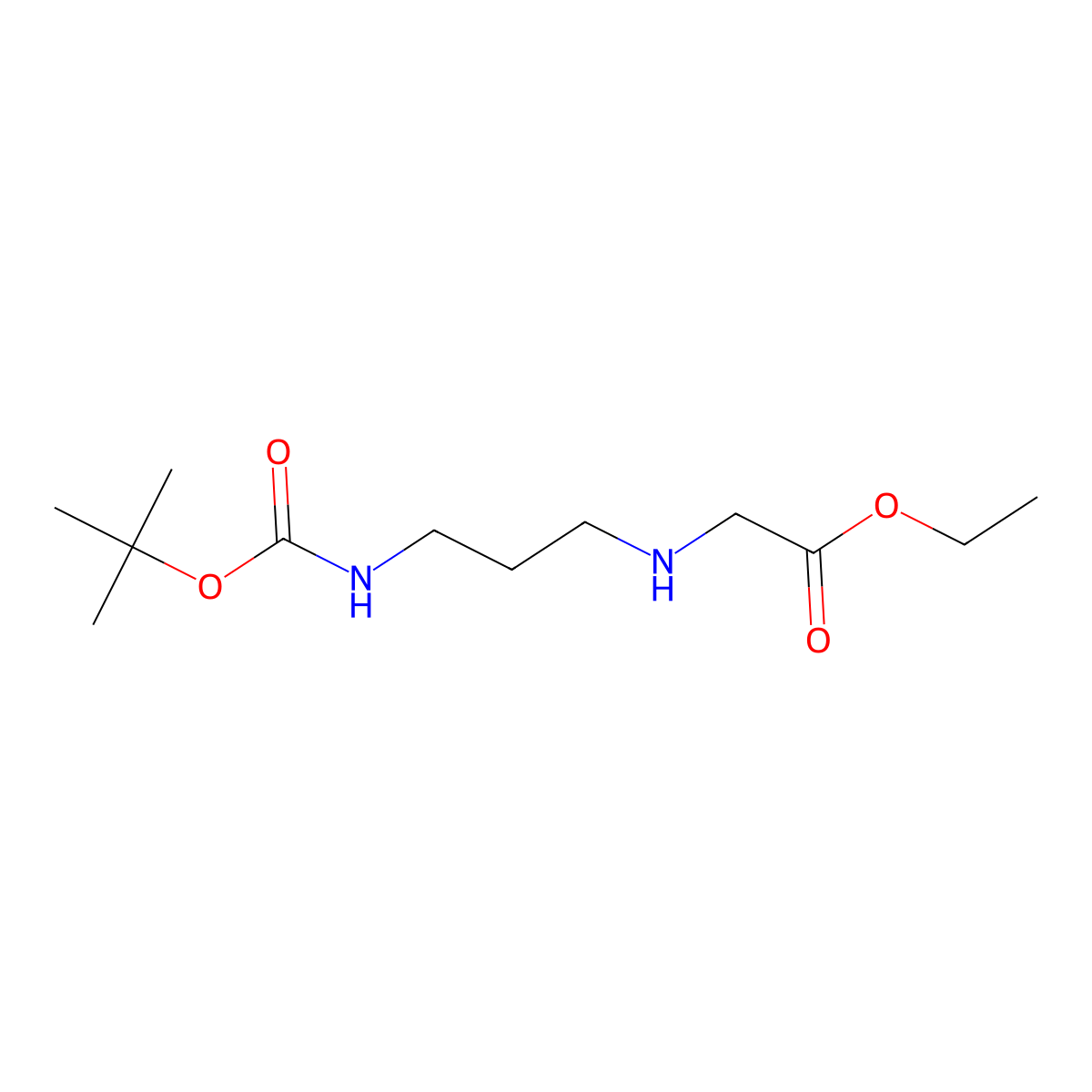 Ethyl 2-((3-((tert-butoxycarbonyl)amino)propyl)amino)acetate molecular structure, CAS 258332-57-9