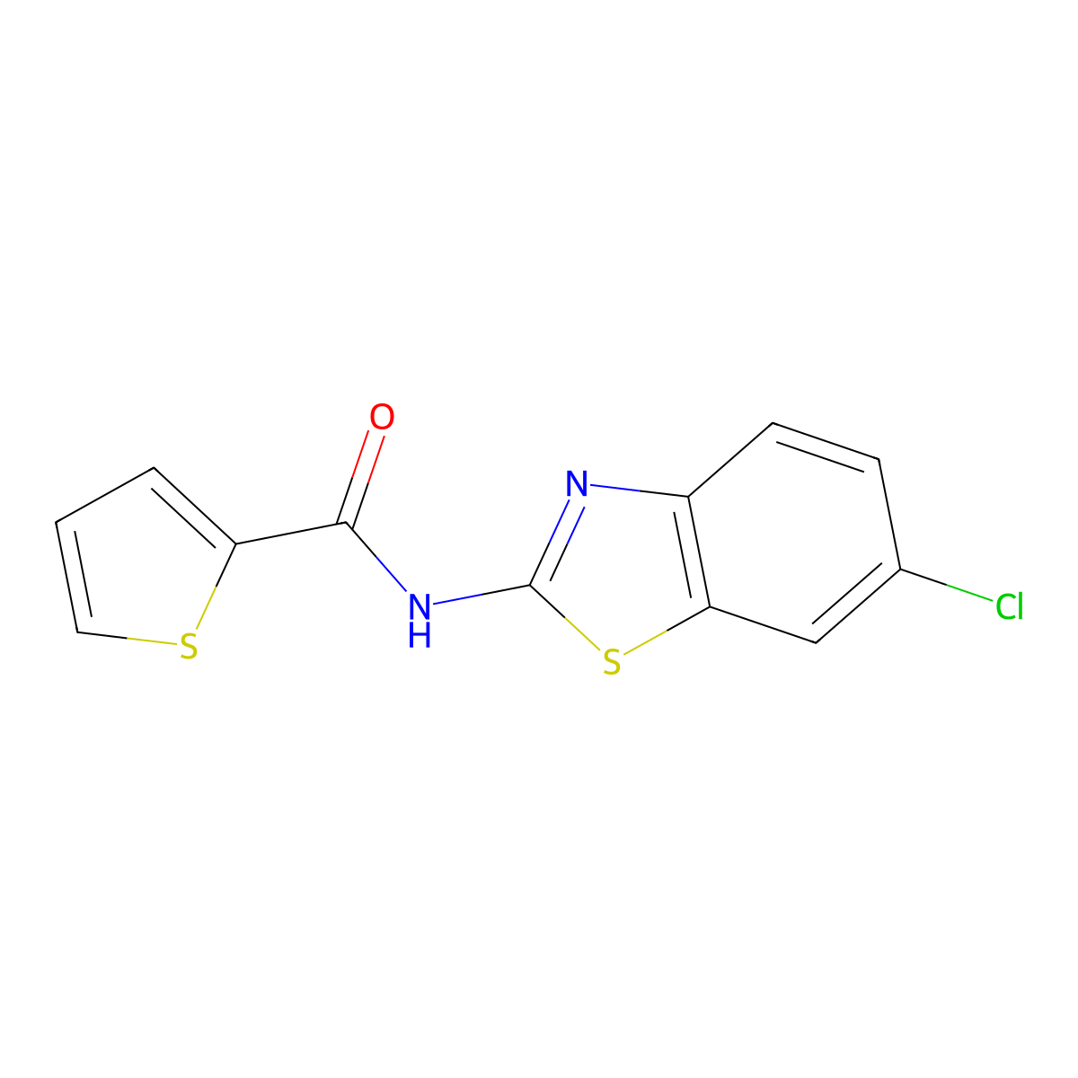 N-(6-chloro-1,3-benzothiazol-2-yl)thiophene-2-carboxamide molecular structure, CAS 258338-56-6