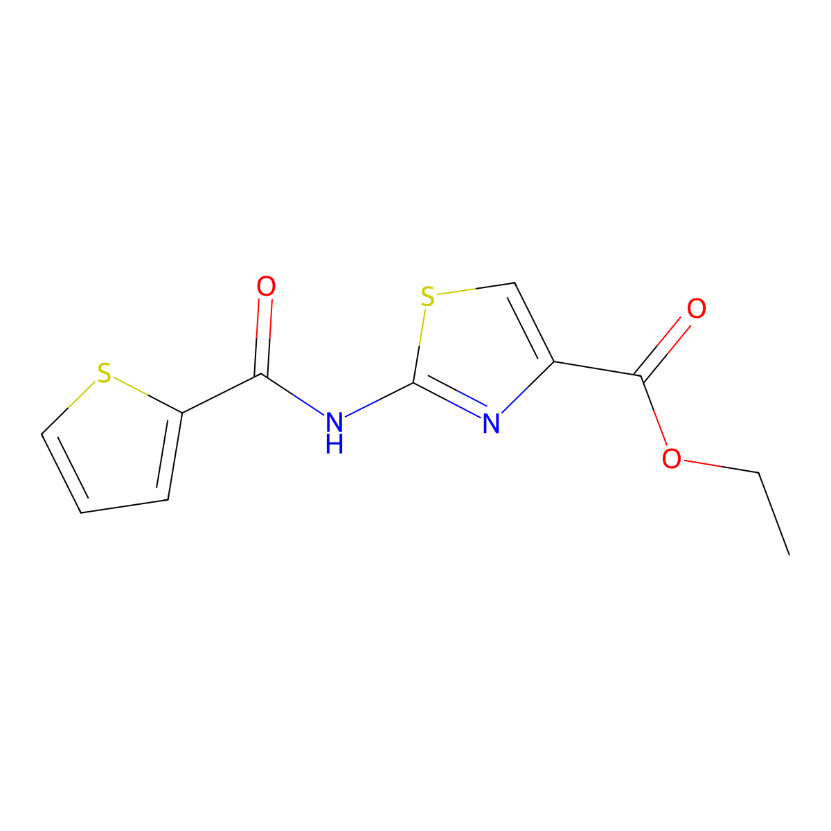 Ethyl 2-(thiophene-2-carbonylamino)-1,3-thiazole-4-carboxylate molecular structure, CAS 258338-60-2