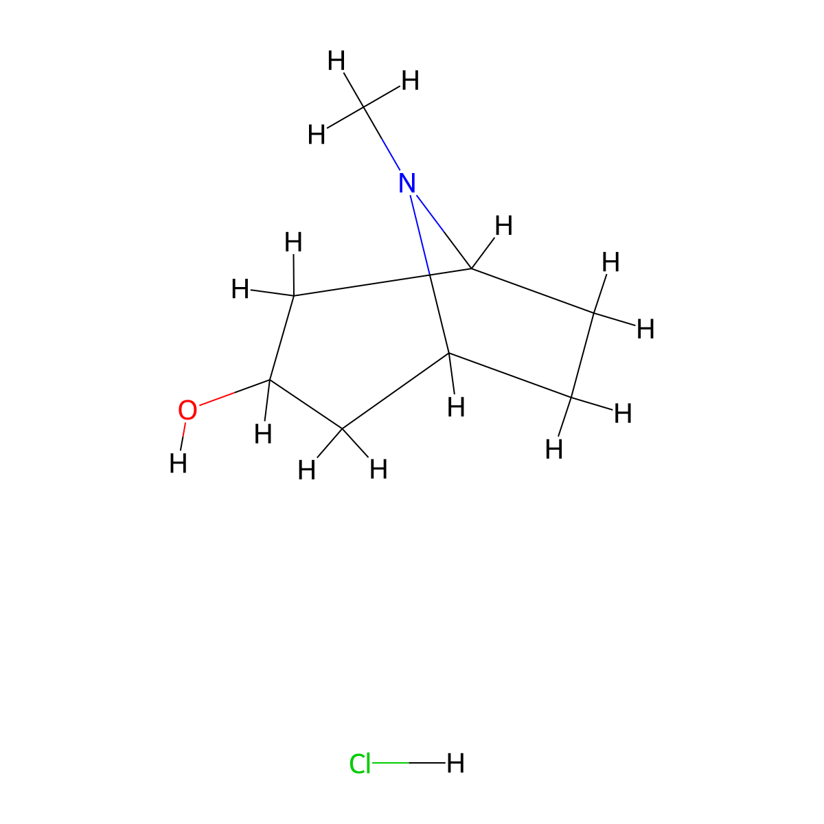 8-Methyl-8-azabicyclo[3.2.1]octan-3-ol hydrochloride molecular structure, CAS 258345-27-6