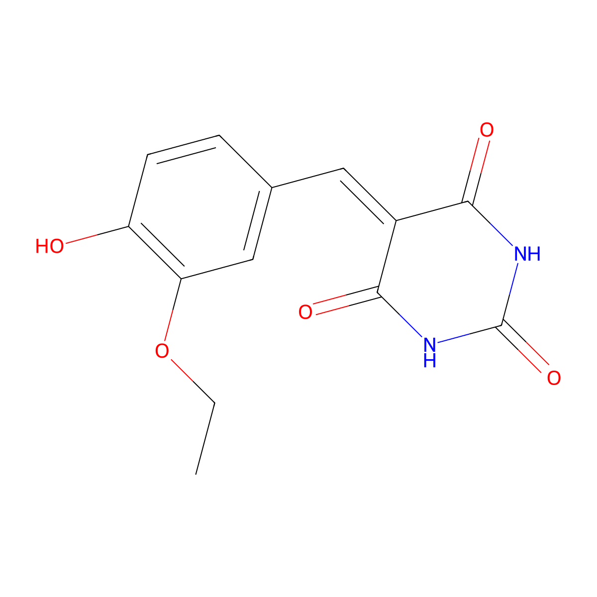 5-[(3-Ethoxy-4-hydroxyphenyl)methylene]-2,4,6(1H,3H,5H)-pyrimidinetrione molecular structure, CAS 258347-65-8