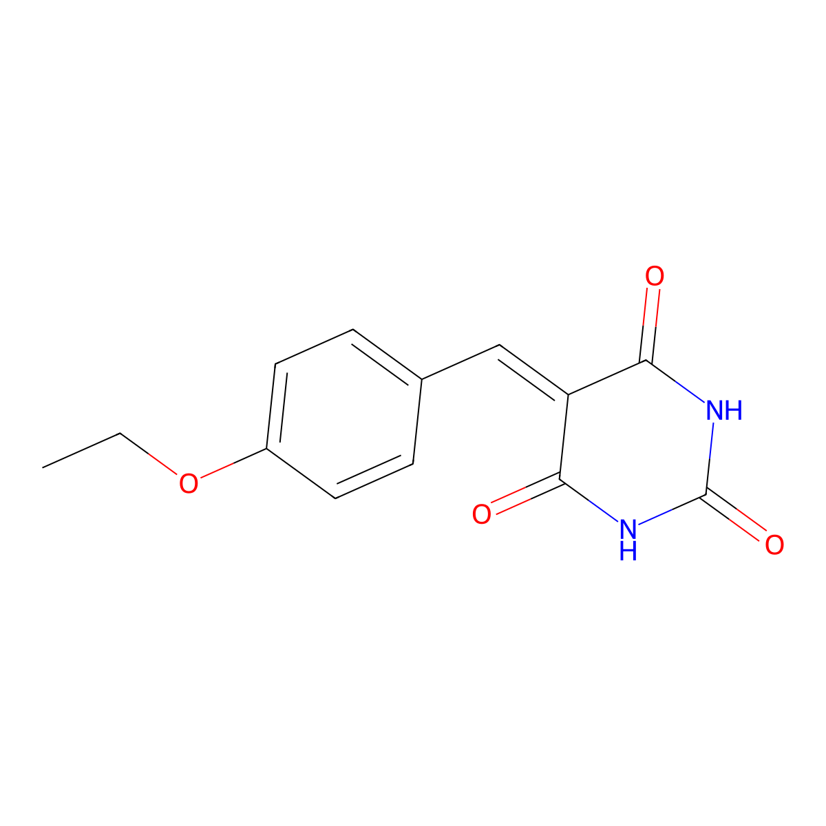5-(4-ethoxybenzylidene)pyrimidine-2,4,6(1H,3H,5H)-trione molecular structure, CAS 258347-77-2