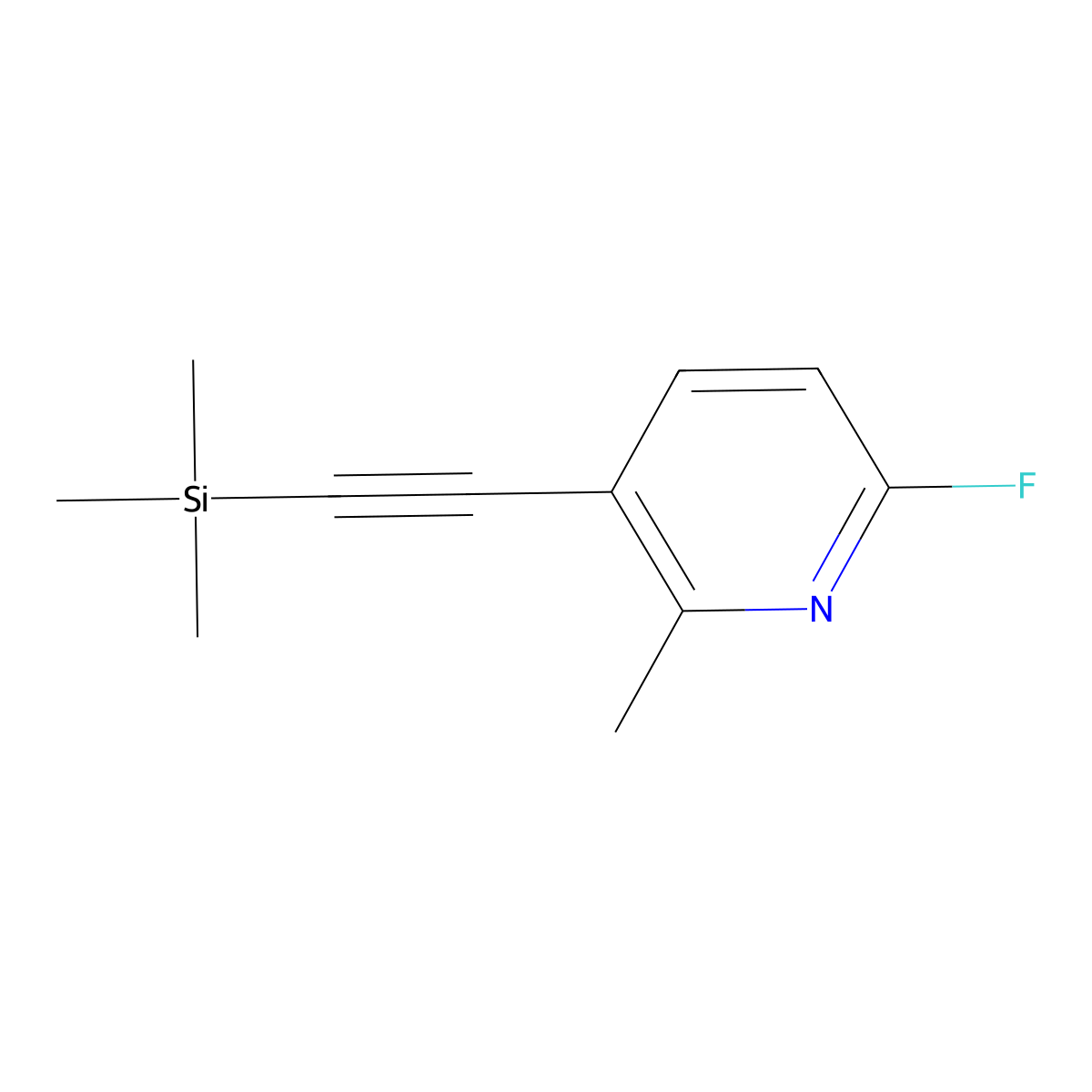 6-Fluoro-2-methyl-3-((trimethylsilyl)ethynyl)pyridine molecular structure, CAS 2583513-95-3