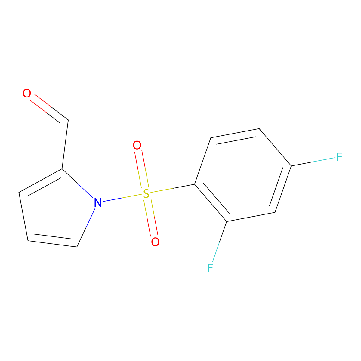 1-((2,4-Difluorophenyl)sulfonyl)-1H-pyrrole-2-carbaldehyde molecular structure, CAS 258353-45-6