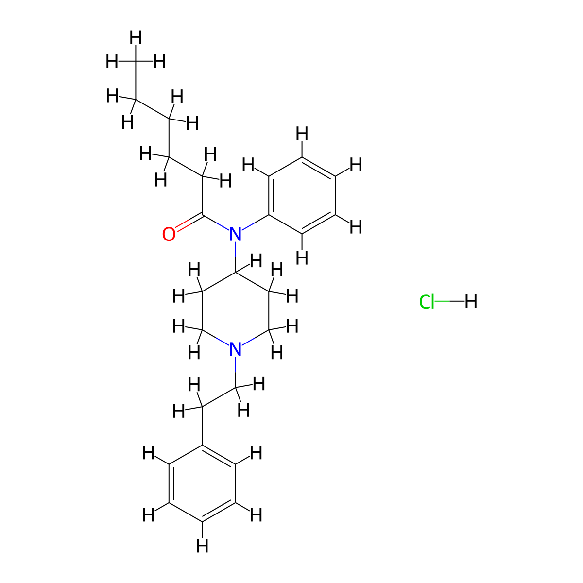 Hexanoyl fentanyl hydrochloride molecular structure, CAS 2583550-67-6