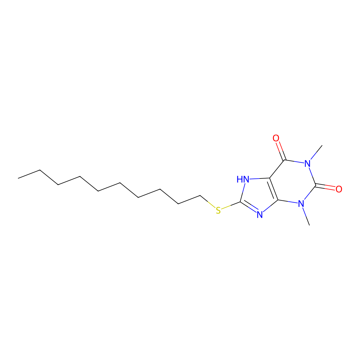 8-(Decylthio)-theophylline molecular structure, CAS 25837-29-0