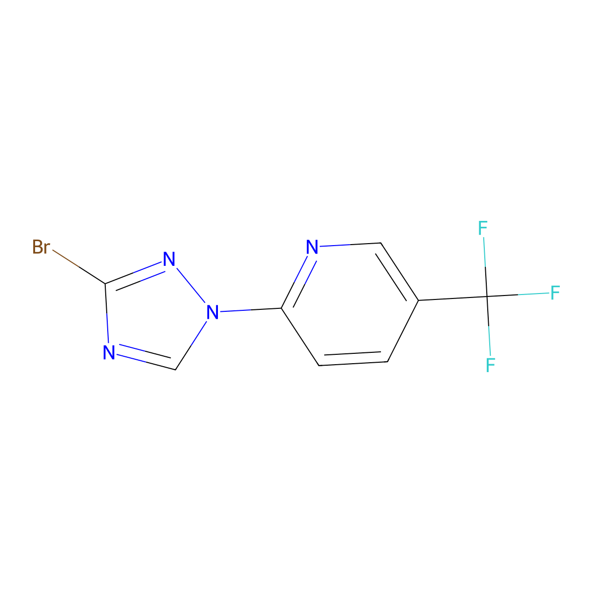 2-(3-bromo-1H-1,2,4-triazol-1-yl)-5-(trifluoromethyl)pyridine molecular structure, CAS 2583739-17-5