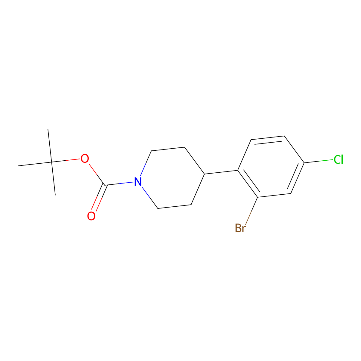 Tert-butyl 4-(2-bromo-4-chlorophenyl)piperidine-1-carboxylate molecular structure, CAS 2583767-35-3
