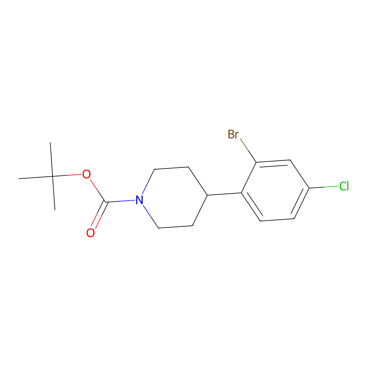 Tert-butyl 4-(2-bromo-4-chlorophenyl)piperidine-1-carboxylate molecular structure, CAS 2583767-35-3