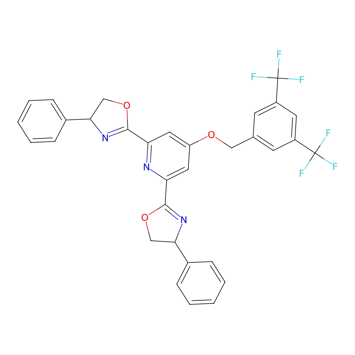 3,5-Bis(trifluoromethyl)benzyl-(S)-4-phenyl-BNO-PYBOX, 97% molecular structure, CAS 2583788-91-2