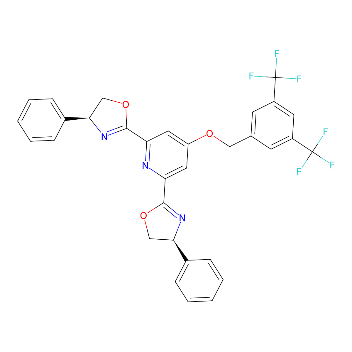 3,5-Bis(trifluoromethyl)benzyl-(S)-4-phenyl-BNO-PYBOX, 97% molecular structure, CAS 2583788-91-2