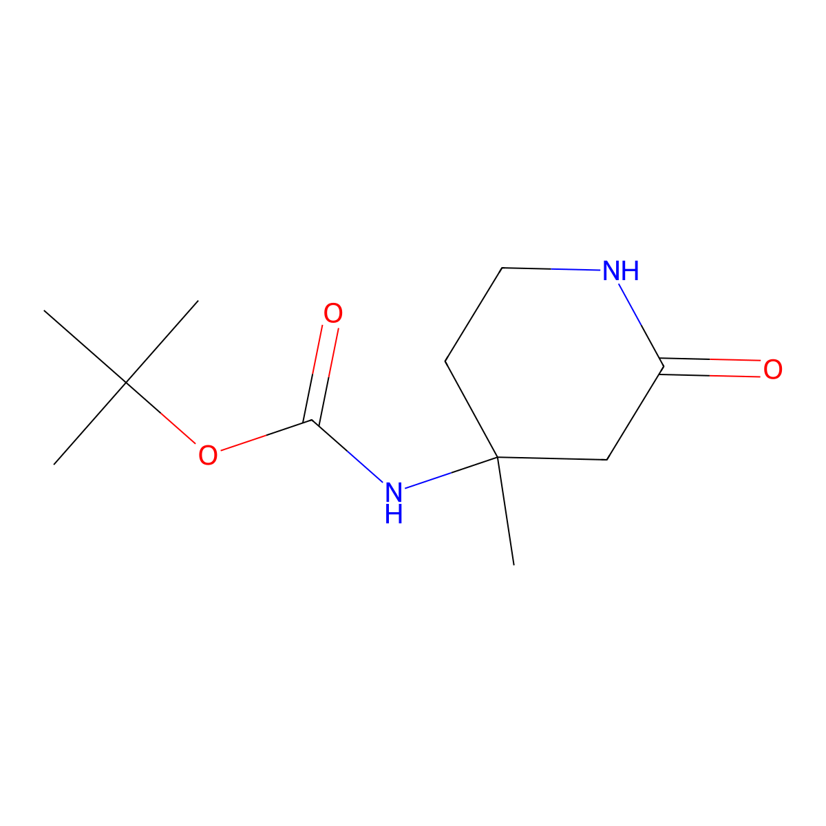 Tert-butyl (4-methyl-2-oxopiperidin-4-YL)carbamate molecular structure, CAS 2583908-85-2