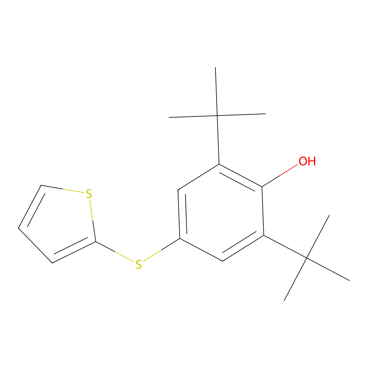 2,6-Bis(1,1-dimethylethyl)-4-(2-thienylthio)-phenol molecular structure, CAS 2584411-86-7