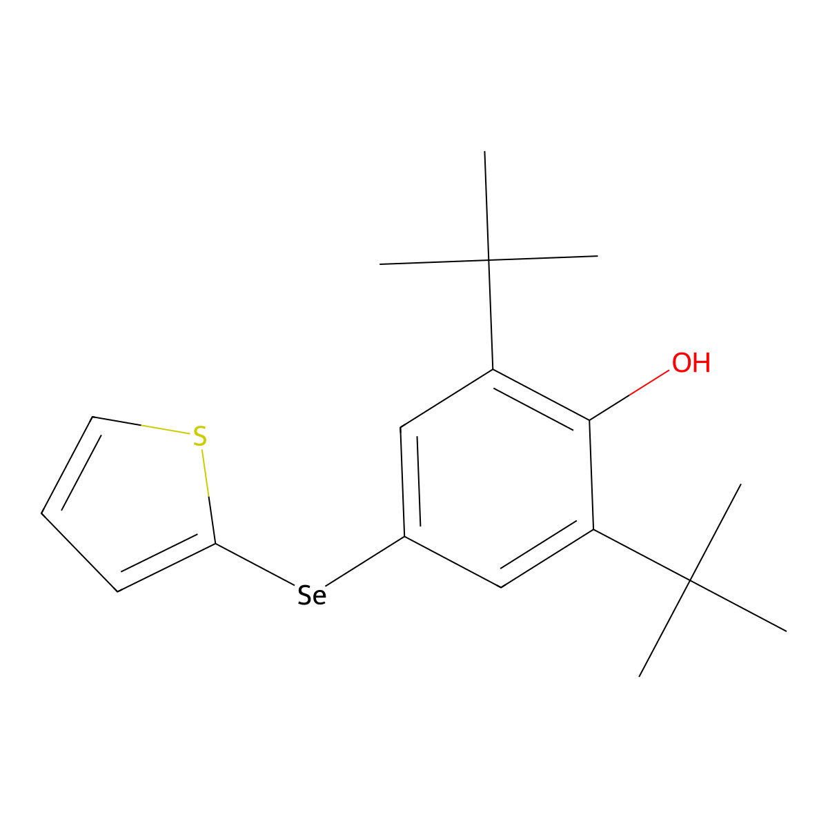 2,6-Bis(1,1-dimethylethyl)-4-(2-thienylseleno)-phenol molecular structure, CAS 2584411-87-8