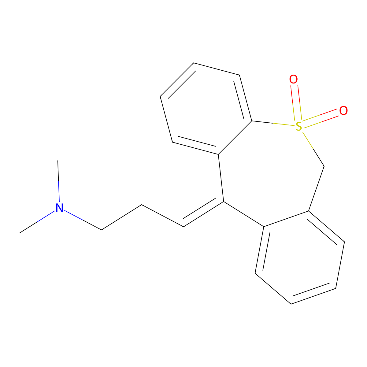 Dibenzo(b,e)thiepin-delta(sup 11(6H)),gamma-propylamine, N,N-dimethyl-, 5,5-dioxide molecular structure, CAS 25846-81-5