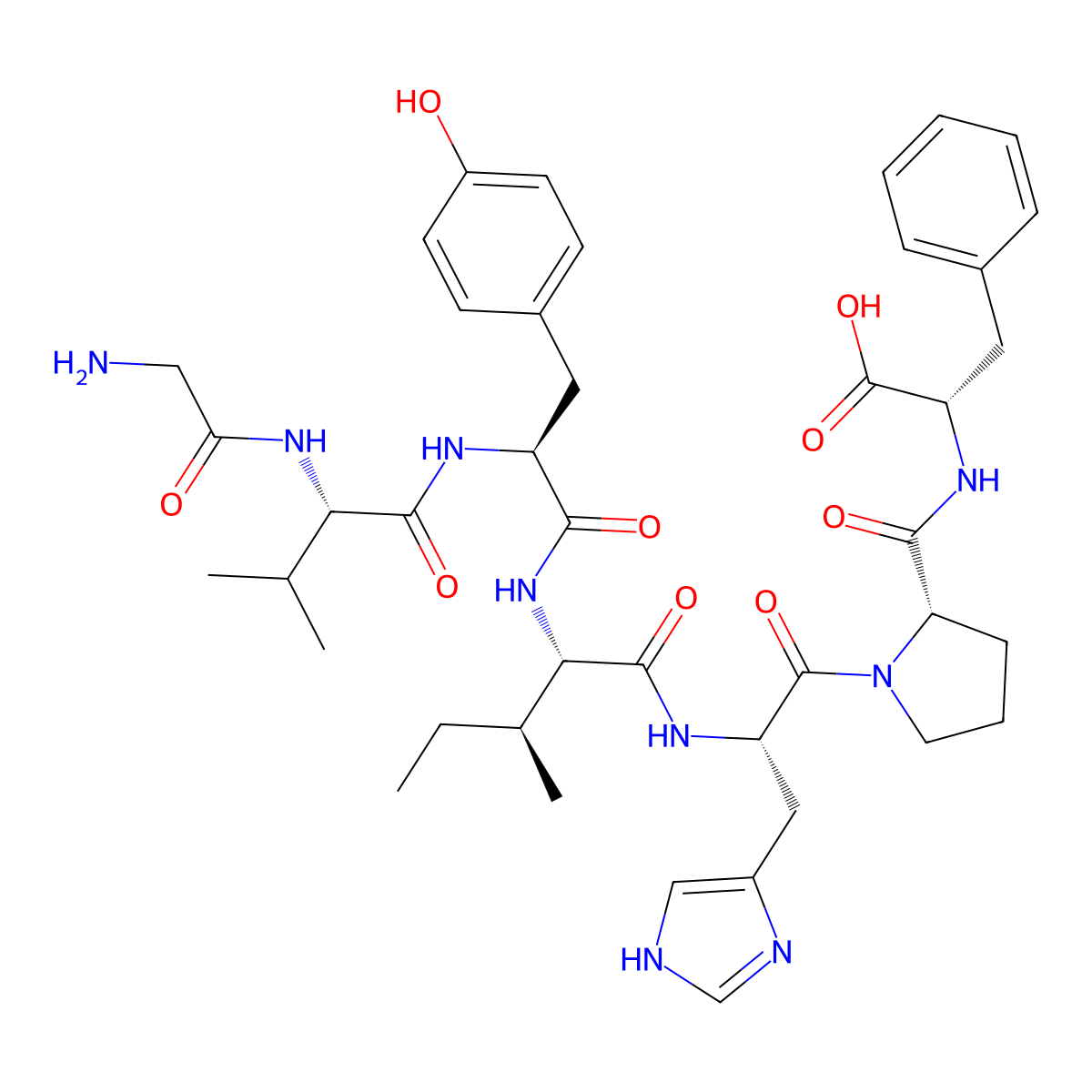 Angiotensin II, 1-de-L-aspartic acid-2-glycine-5-L-isoleucine- molecular structure, CAS 25849-90-5