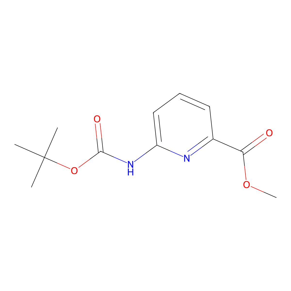 Methyl 6-((tert-butoxycarbonyl)amino)picolinate molecular structure, CAS 258497-48-2