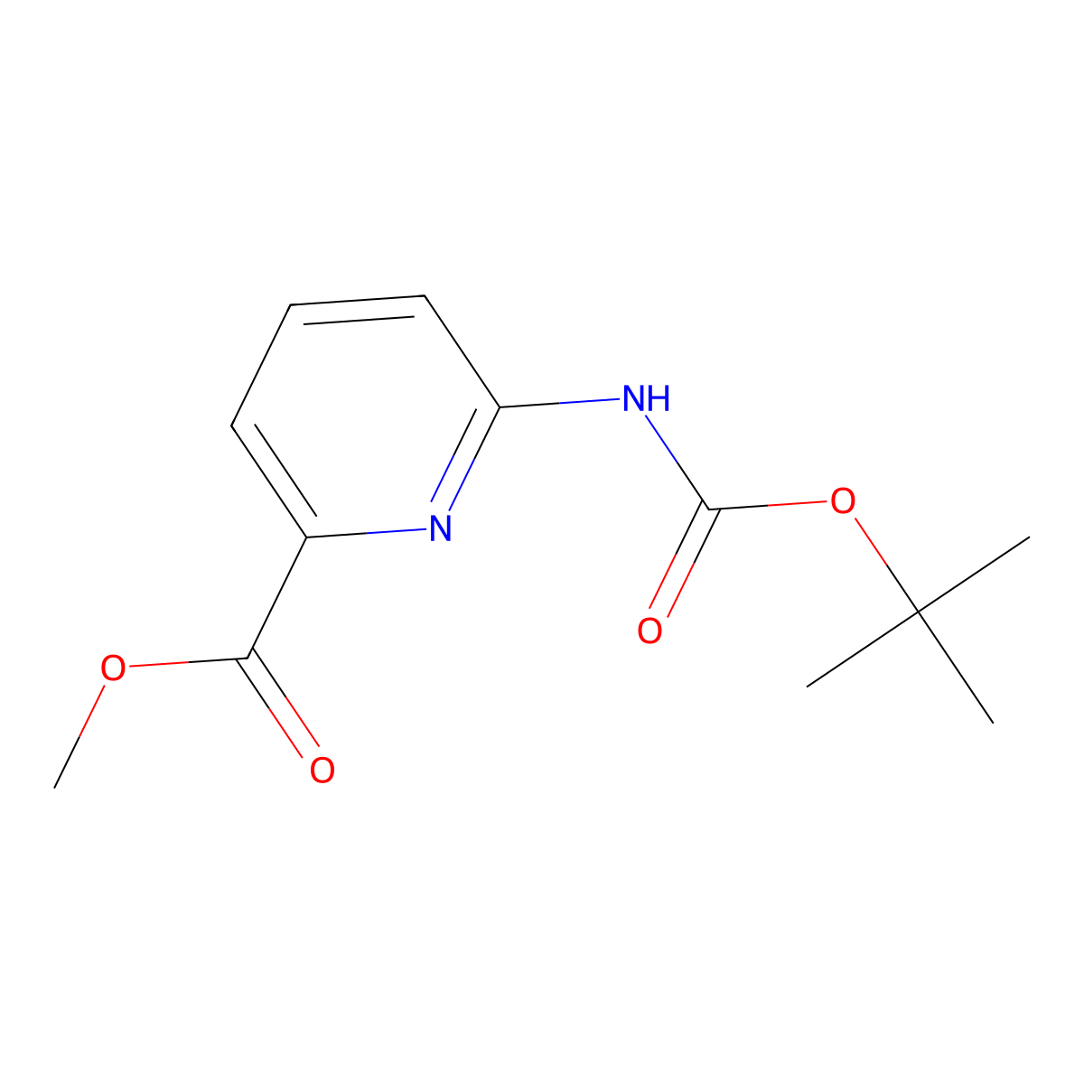 Methyl 6-((tert-butoxycarbonyl)amino)picolinate molecular structure, CAS 258497-48-2