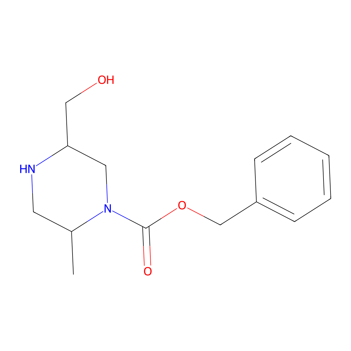 Benzyl (2R,5R)-5-(hydroxymethyl)-2-methylpiperazine-1-carboxylate molecular structure, CAS 2584980-97-0