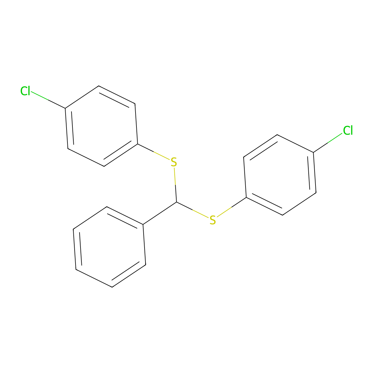 1-Chloro-4-[(4-chlorophenyl)sulfanyl-phenylmethyl]sulfanylbenzene molecular structure, CAS 25850-55-9