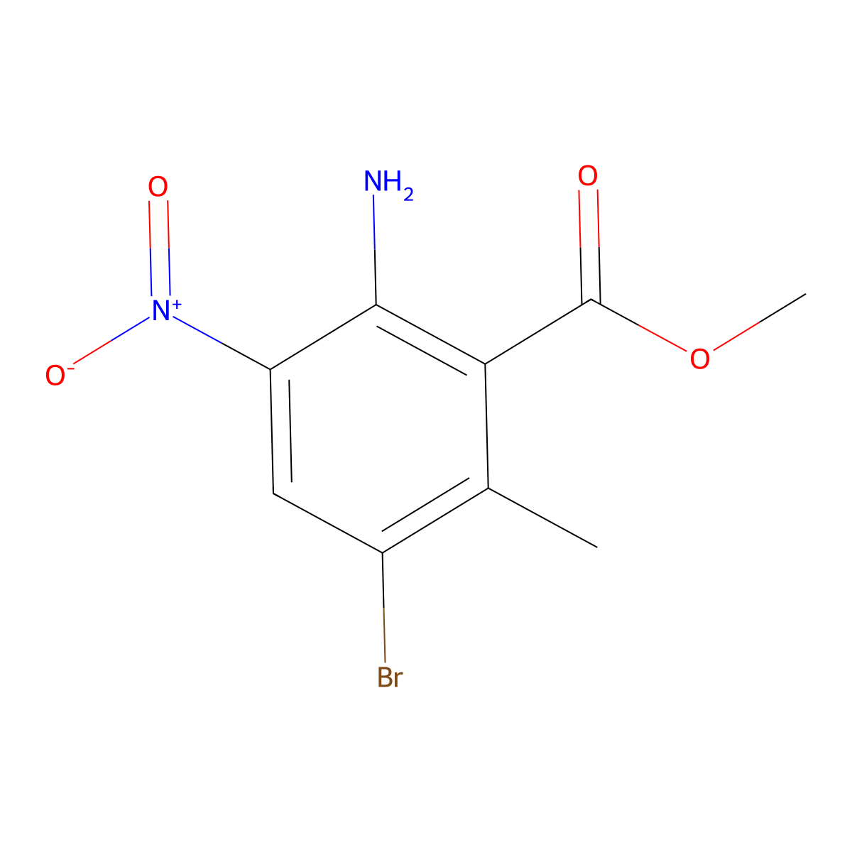 Methyl 2-amino-5-bromo-6-methyl-3-nitro-benzoate molecular structure, CAS 258508-84-8