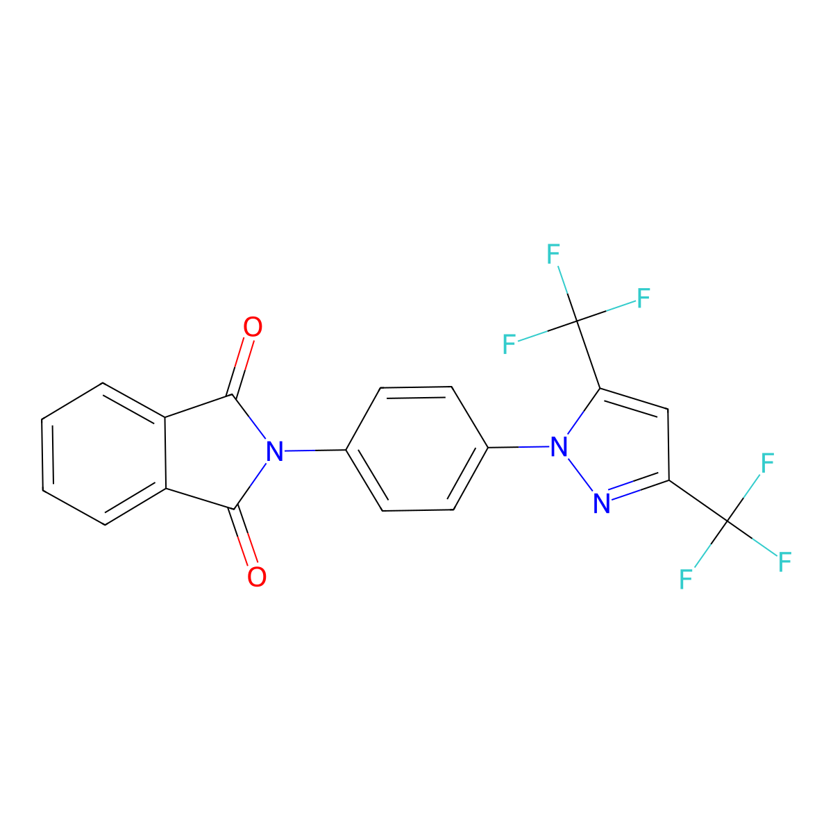 2-[4-[3,5-Bis(trifluoromethyl)pyrazol-1-yl]phenyl]isoindole-1,3-dione molecular structure, CAS 258518-66-0