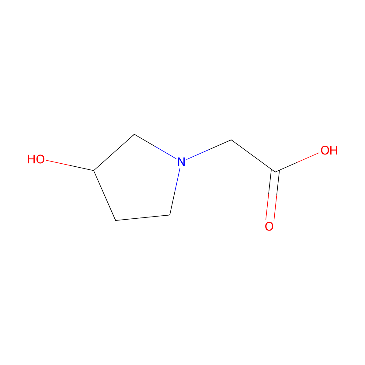 (3-Hydroxypyrrolidin-1-yl)acetic acid molecular structure, CAS 258530-57-3