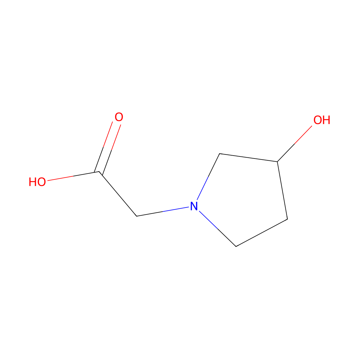 (3-Hydroxypyrrolidin-1-yl)acetic acid molecular structure, CAS 258530-57-3