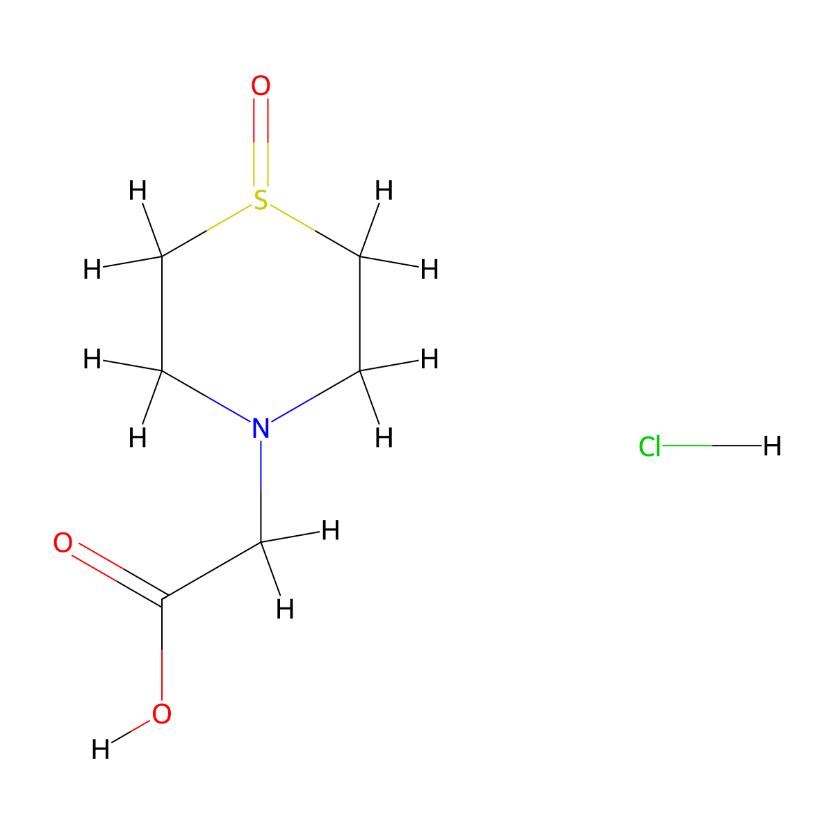 (1-Oxo-1lambda~4~,4-thiazinan-4-yl)acetic acid--hydrogen chloride (1/1) molecular structure, CAS 258530-60-8