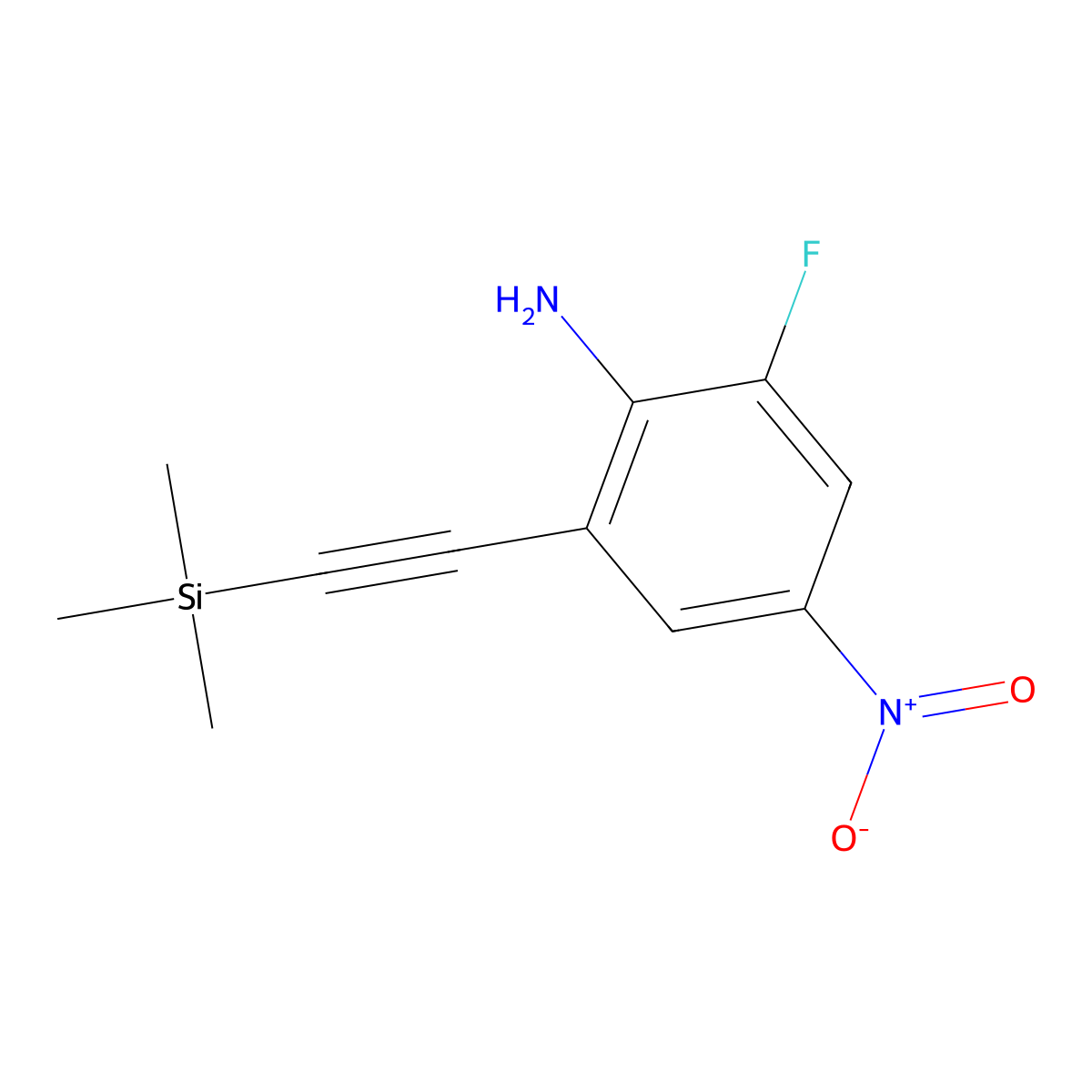 2-Fluoro-4-nitro-6-((trimethylsilyl)ethynyl)aniline molecular structure, CAS 2585553-91-7