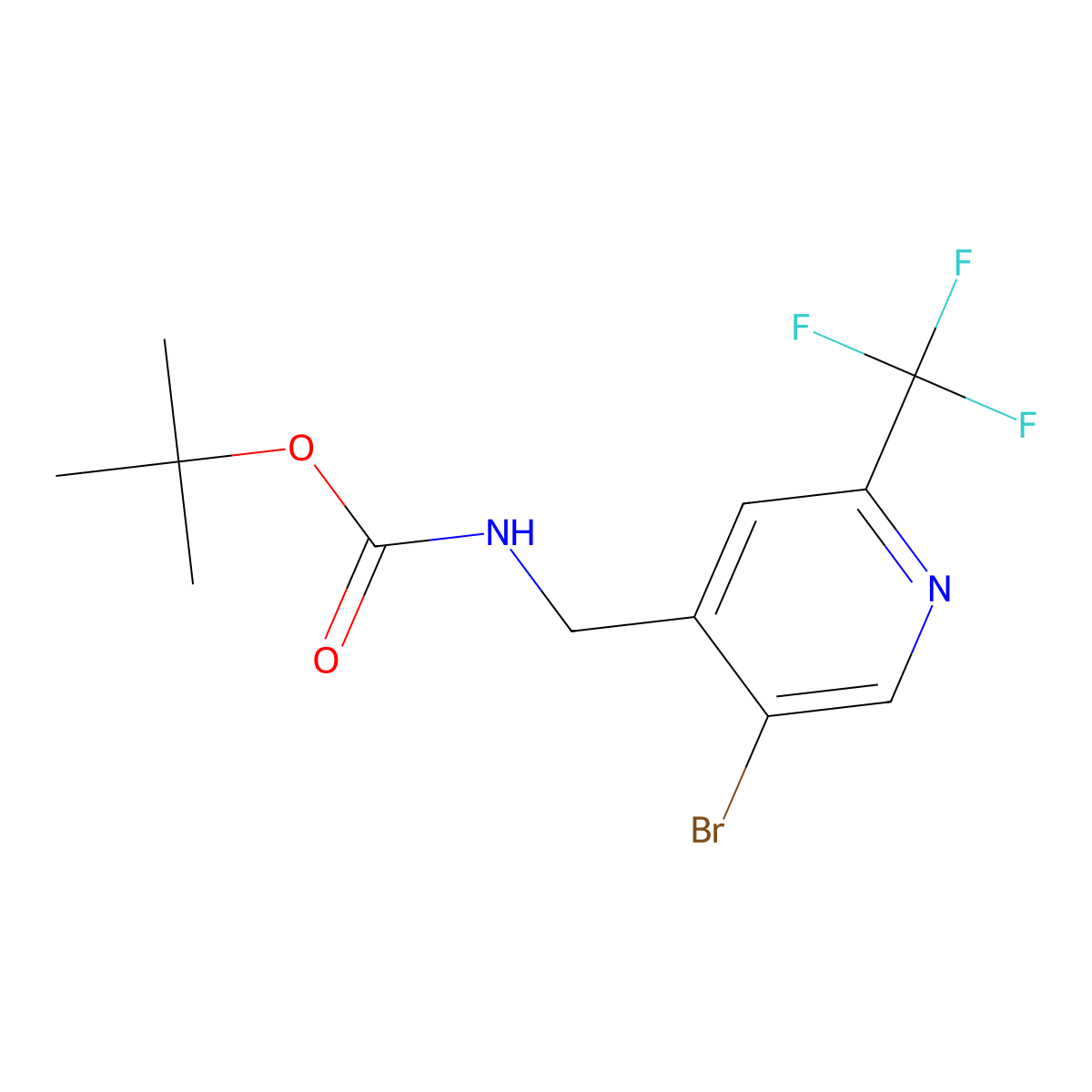 tert-Butyl ((5-bromo-2-(trifluoromethyl)pyridin-4-yl)methyl)carbamate molecular structure, CAS 2585650-03-7