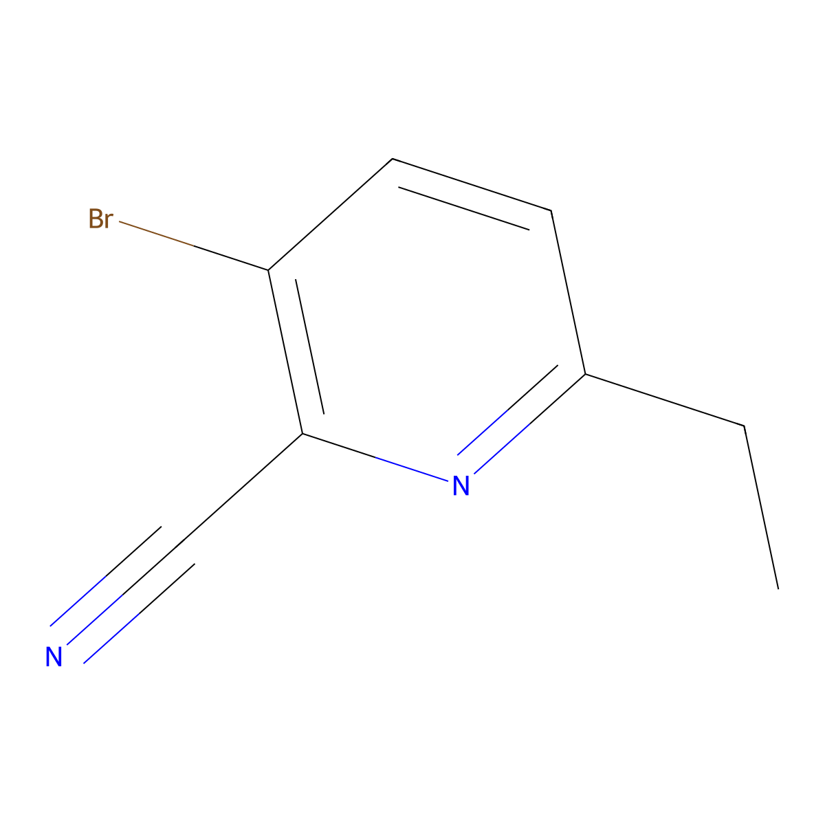 3-Bromo-6-ethylpicolinonitrile molecular structure, CAS 2585650-19-5