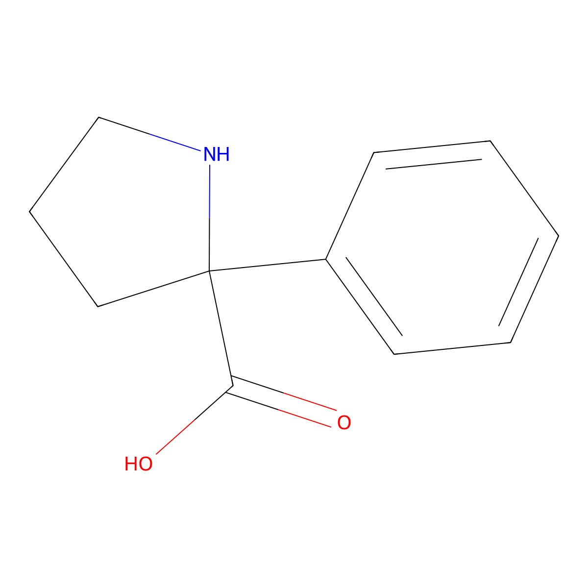 2-Phenyl-pyrrolidine-2-carboxylic acid molecular structure, CAS 25860-44-0