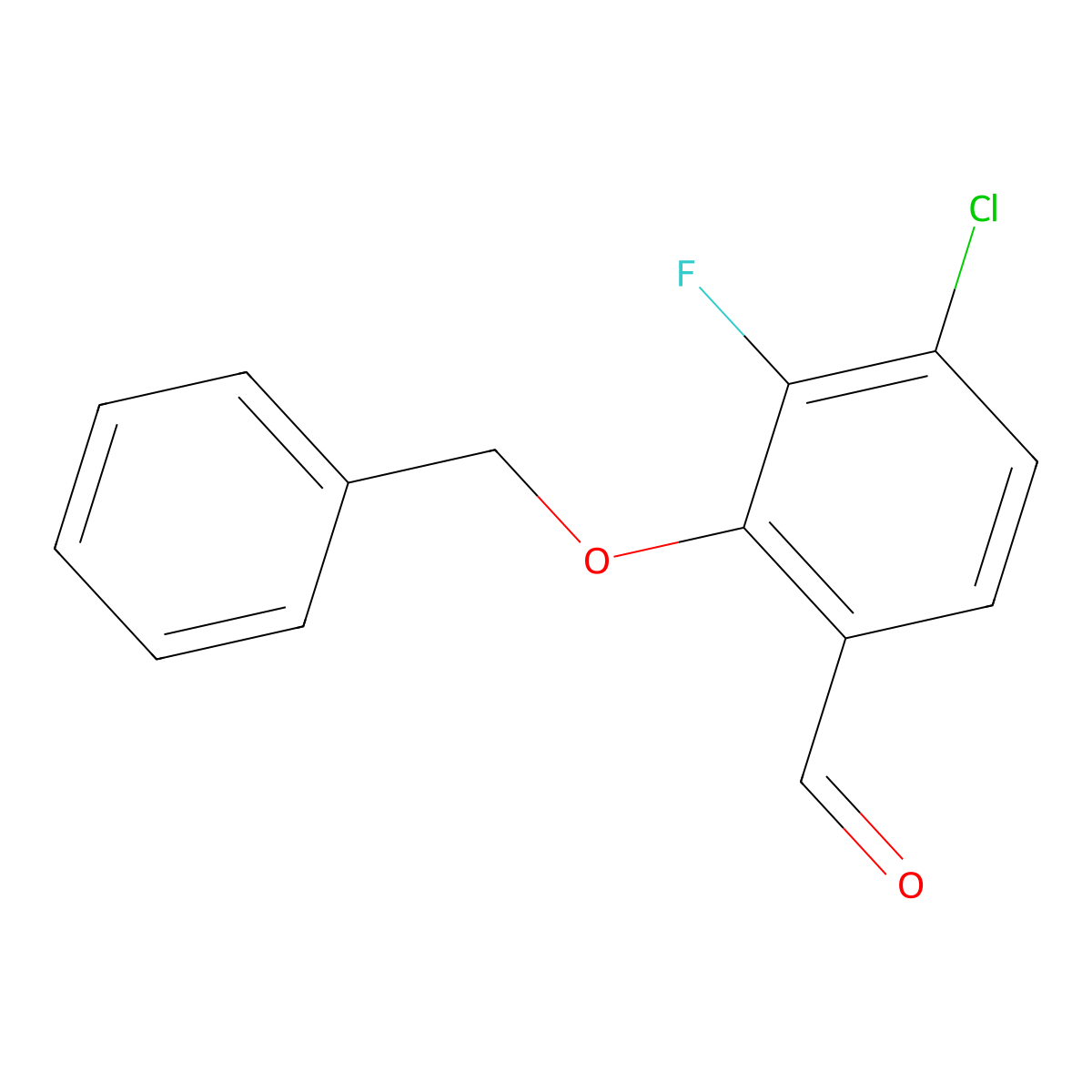 2-(Benzyloxy)-4-chloro-3-fluorobenzaldehyde molecular structure, CAS 2586125-75-7
