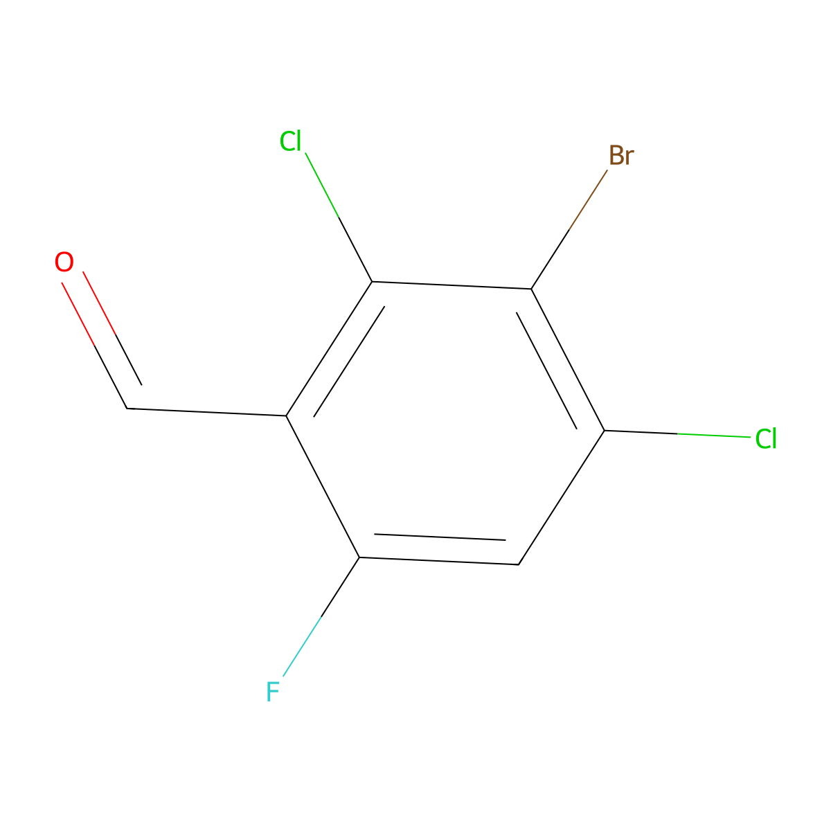 3-Bromo-2,4-dichloro-6-fluorobenzaldehyde molecular structure, CAS 2586125-78-0