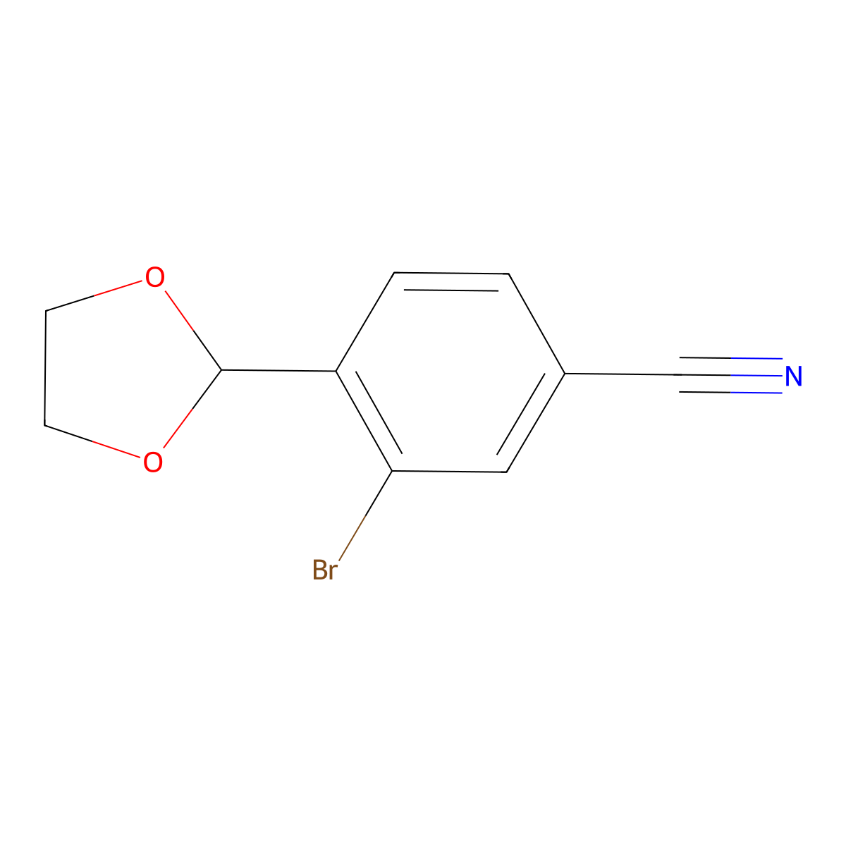 3-Bromo-4-(1,3-dioxolan-2-yl)benzonitrile molecular structure, CAS 2586125-79-1